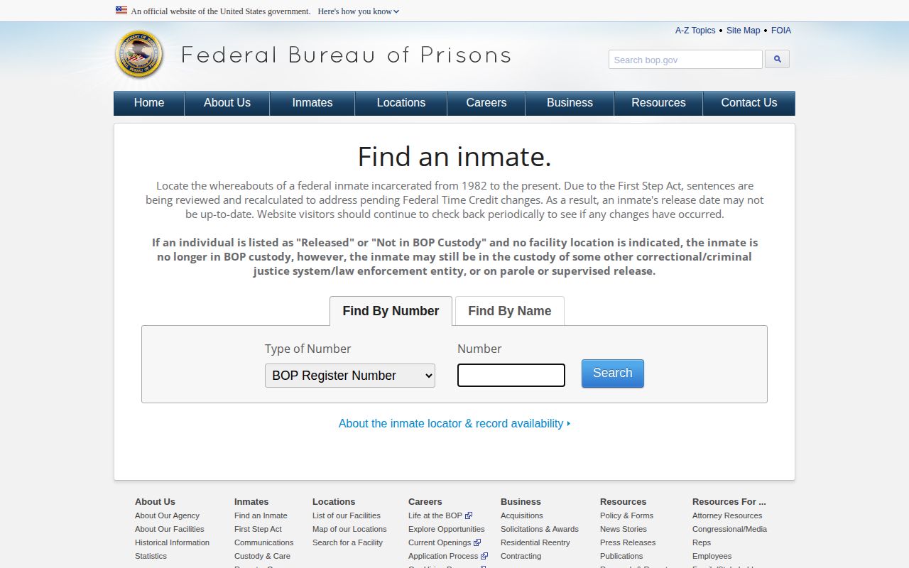 BOP locator for Northeast Ohio Correctional Center federal release records