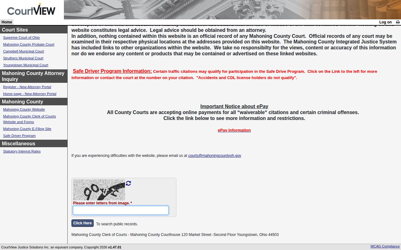 Mahoning County court search for Community Corrections Association placement records