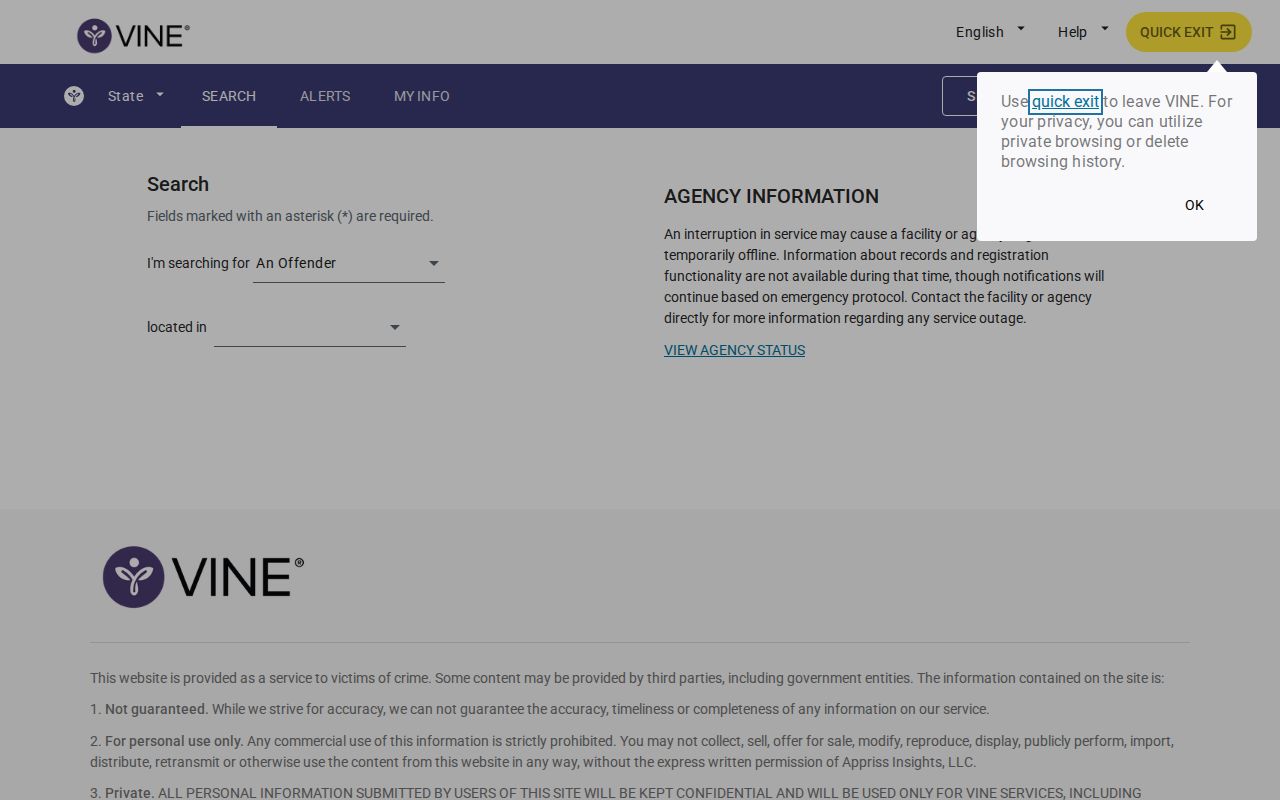 VINELink notification and telephone PIN help for Mahoning County custody alerts